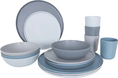 Produktbild von Geschirrset aus Melamin Molvadite – 16 Stück – Bo-Camp