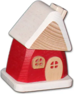 Produktbild von Holzwaren Egermann kleines Räucherhaus - erzgebirgische Räucherdeko aus Holz - 9cm - 918 rot
