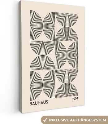 Produktbild von MuchoWow® - Leinwandbilder - Bauhaus - Vintage - Modern - Schwarz - Kunst, Wandbild, Wanddeko Bilder Wohnzimmer, 60x90 cm