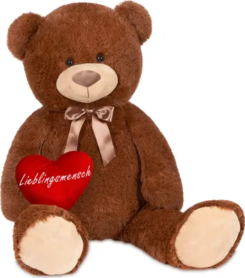 Image de BRUBAKER XXL Ours en peluche 100 cm Brun avec un cœur de personne préférée Peluche