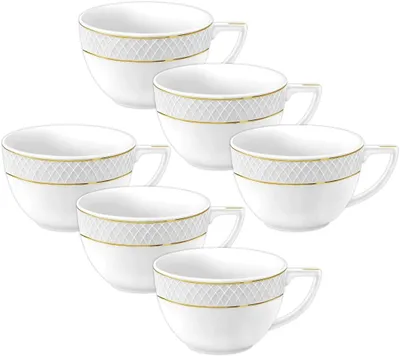 Produktbild von Wilmax Becher 500 ml Weiß Goldrand Porzellan 6er Set WL-880102409/A6