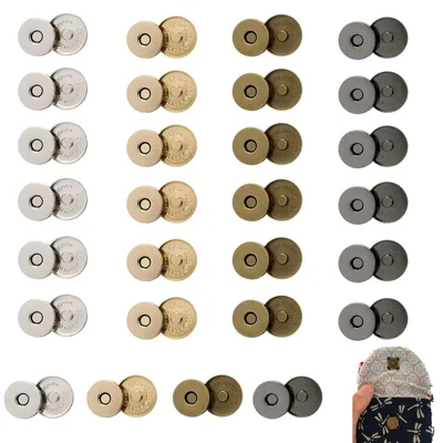 Magnetische Druckknöpfe 28 Stück 18 mm Metall – Silber, Gold, Bronze, Schwarz