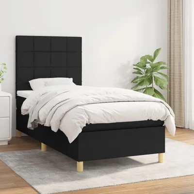 Imagen del producto de vidaXL Base de cama con somier y colchón, color , 90x200 cm, tapizado en tela - Base de cama con somier - Camas con somier - Cama - Muebles de dormitorio