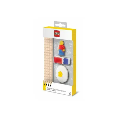 Immagine prodotto di Set di cancelleria LEGO® - 4 matite, 1 temperamatite, 1 gomma, 1 topper, 1 figura Lego