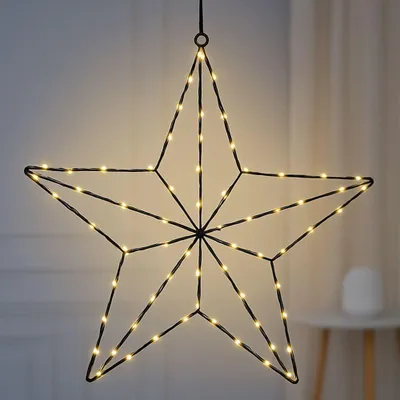 3D-Metallstern 35 cm, 100 warmweiße LEDs, Timer, Innen/Außen