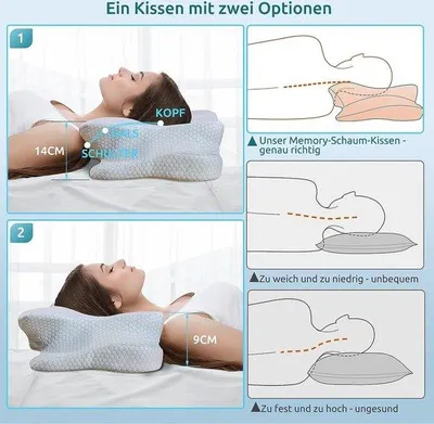 Produktbild von Famanu Nackenstützkissen Ergonomisch - Traagschaum, 2 Höhen, abnehmbarer Bezug