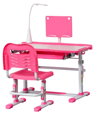 Produktbild von HOMCOM Kinderschreibtisch Set mit Lampe höhenverstellbar Schreibtisch Grau