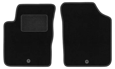 Produktbild von Velours-Fußmatten Vorne passend für Kia Picanto I (Schrägheck, Bj. 2003-2011) –  schwarz, passgenau, mit Befestigungen set 2 Stk. - STANDARD