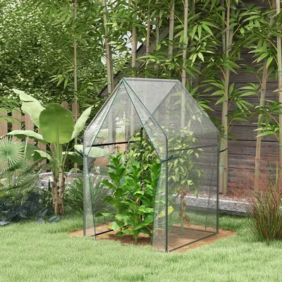 Produktbild von Sweiko Gewächshaus Frühbeet Treibhaus, 90 cm x 90 cm x 145 cm, Transparent +Schwarz