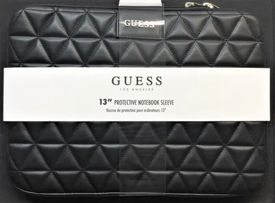 Zdjęcie produktu dla Guess, 13-calowy pokrowiec na laptopa Pikowany z tylną kieszenią na suwak, czarny