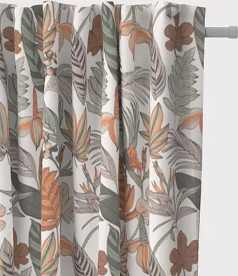 Produktbild von SCHÖNER LEBEN. Vorhang Retro Blätter Blumen weiß orange braun 245cm Aufhängung Smok-Schlaufenband