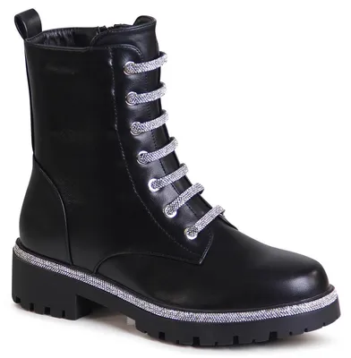 Produktbild von topschuhe24 2940 Damen Stiefeletten Glitzer Worker Boots , Farbe:Schwarz, Größe:37 EU