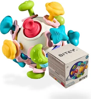 Produktbild von Bitey - Silikon - Baby - Rassel - Premium - Drehen - BPA-frei - Spielzeug - Greif- und Beißspielzeug - Spielen und Entdecken - Rasselgeräusche
