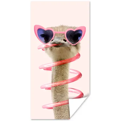 Produktbild von MuchoWow® Poster Strauß - Sonnenbrille - Rosa - Tiere 20x40 cm - Plakat - Foto