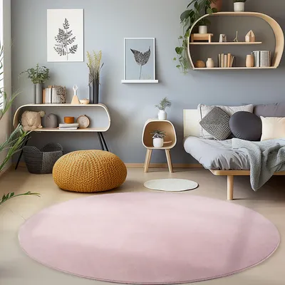 Produktbild von Carpetsale24 Waschbarer Kurzflor Teppich - Rutschfest, Einfarbig & Weich im modernen Stil, Grösse: 160 cm Rund