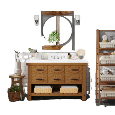 Image de Miroir mural, style industriel rétro, taille 63x76 cm , bois, 63x76cm