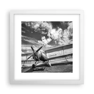Produktbild von Gerahmtes Poster - Weißer Rahmen - An-2 Flugzeug Schwarzweiß - 30x30 cm - Wand Bild - Wanddeko - Wandbilder - Kunstposter - Wandposter - Bilderrahmen - Bilder - Kunstdruck - Wandbild - P2WAC30x30-4228