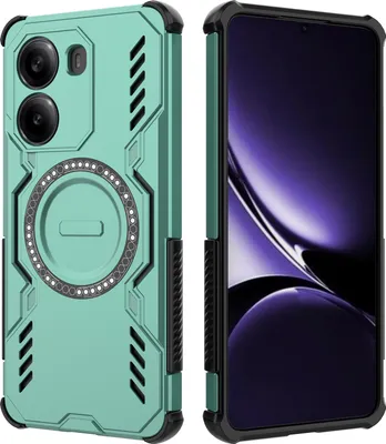 Obrázek produktu pro Magnetické pouzdro pro Xiaomi Poco X7 Pro / Redmi Turbo 4, hybridní PC a TPU nárazník, větrací otvory pro odvod tepla pouzdro Zelený