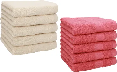 Produktbild von Betz 10 Stück Seiftücher 30x30 cm PREMIUM 100% Baumwolle  Farbe: sand und himbeere