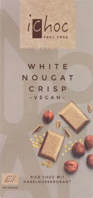 Produktbild von ICHOC WEISSES NOUGATBRETT MIT HASELNÜSSEN (AUF REISGETRÄNK) 80 g - ICHOC (VIVANI)
