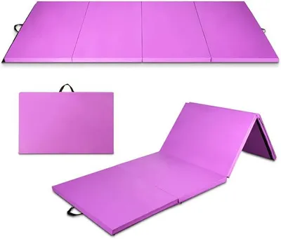 Imagen del producto de Alfombra de suelo blanda de 240 x 120 x 5 cm, colchoneta plegable para gimnasia, esterilla de yoga con cierre de velcro y 2 asas de transporte, colchoneta de gimnasia, esterilla plegable, esterilla de fitness para gimnasia, yoga y entrenamiento en casa