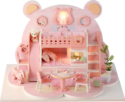 Image de 3D DIY Maison de poupées en bois modèle miniature LED Lumière Maison de poupées fille Jouet