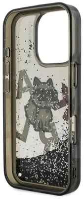 Produktbild von Handyhülle für iPhone 16 Pro Max, Karl Lagerfeld Liquid Glitter Choupette, Schwarz