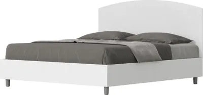 Produktbild von ITYHOME - Bett ohne Lattenrost 160x200 Bettgestell Esche weiß Bett-Kopfteil mit Kunstlederbezug Weiß Antilia