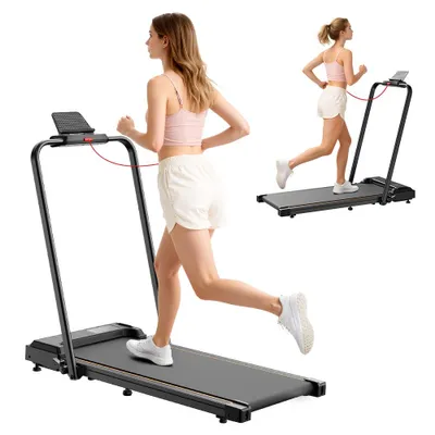 Image de FT51 : Tapis de course pliable 2 en 1 pour la maison, puissance de 2,5 HP, réglage de la vitesse de 1 à 10 km/h, tapis de course multicouche (8 couches), système d'amortissement, capacité de charge de 120 kg
