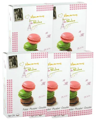 Obrázek produktu pro Macarons de Pauline Jahodové pistáciové čokoládové makronky 72g 5er Pack