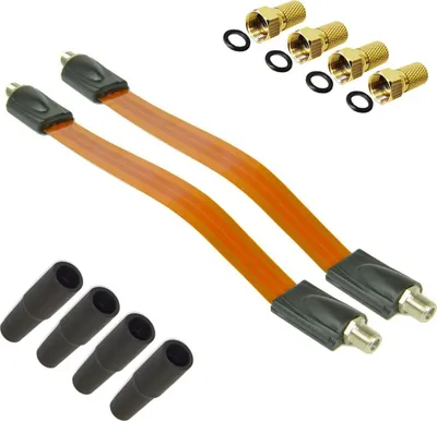 Produktbild von PremiumX 2x Fensterdurchführung + 4x F-Stecker + 4x Gummitülle Sat Flachkabel Set