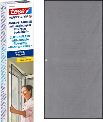 Produktbild von tesa Insect Stop Clip On Fliegengitter für Fenster, ohne bohren 1,2 x 2,4 m