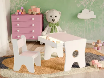 Produktbild von Happy Babies - Kinder-Schreibtisch mit 1 Stuhl – Ergonomischer Spieltisch mit Stauraum – Ergonomischer Spiel Lerntisch Jungen & Mädchen – Kindermöbel