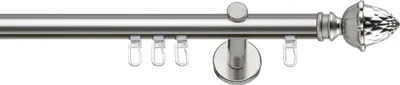 Produktbild von SN Deco Gardinenstange Innenlauf Nantes, 19 mm, 1-läufig, Stahl, Komplett-Set mit Ringen, Profilträger, 480 cm, edelstahl optik