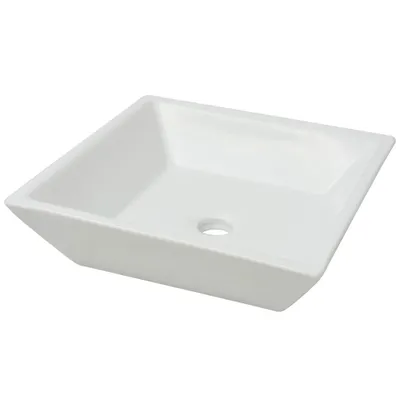 Image de vidaXL Lavabo carré en céramique blanc 41,5 x 41,5 x 12 cm
