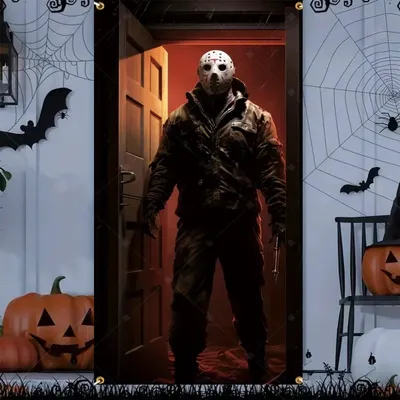 Produktbild von Halloween Türbanner Grusel Skelett Sensenmann Geist Horror Haustür Dekoration Wanddeko Hintergrund - Modell: Variante 14, Größe: 90 x 120 cm