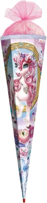 Produktbild von ROTH Schultüte groß Einhorn Beauty 85 cm Glitter Glitzerborte eckig Rot(h)-Spitze Tüllverschluss Zuckertüte Schulanfang