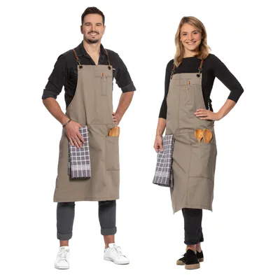 Produktbild von Schürze mit Lederriemen 100% Baumwolle