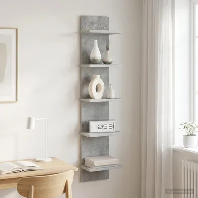 Obrázok produktu pre Maison Exclusive – Nástenná polica, sivá betónová farba, 22 x 15 x 100 cm, drevovláknitá doska