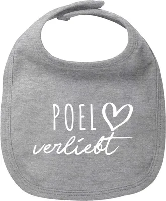 Produktbild von Huuraa Baby Lätzchen Poel verliebt Heather Grey Klettverschluss  Baumwolle Latz Geschenkidee