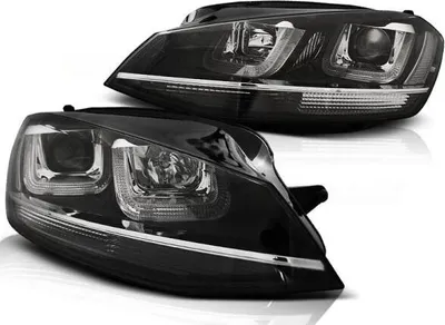 Produktbild von Scheinwerfer U-Tube LED Tagfahrlicht für VW Golf 7 Bj. 12-16 Schwarz Chrom