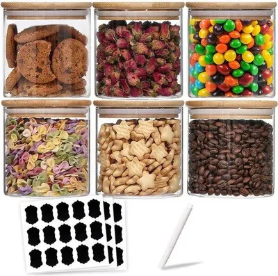 Produktbild von Glasdosen mit Deckel, 6er Set, 350ml, luchtdicht, für Kräuter und Gewürze