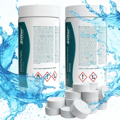 Obrázok produktu pre Sillar: Chlórový šok 1 kg + Chlórové tablety 20G 1 kg