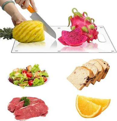 Obrázok produktu pre Krájacie dosky Famanu s rúčkou – priehľadné, protišmykové, 40 x 30 cm, hrúbka 3 mm