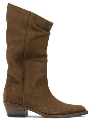 Image de KHAITE bottes cowboy en daim femme marron - 37.5