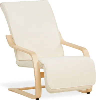 Image de Fauteuil relax avec repose-pieds Fauteuil relaxant Naturelle Chaise longue en bois Fauteuil confort