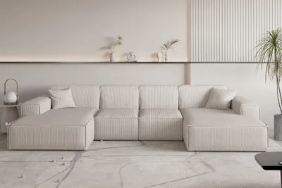 Produktbild von Wohnlandschaft Sofa U-Form CELES PREMIUM XS in Stoff Scala Hellbeige