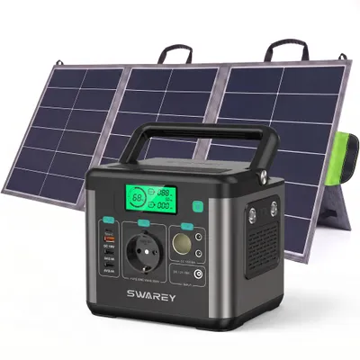 Produktbild von Tragbare Powerstation 222Wh Ladegerät mit 100W Solarpanel,300W(600W Spitze) Power Station Solargenerator Powerbank