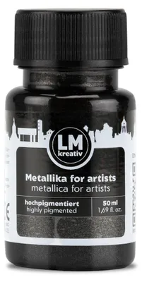 Produktbild von LM-Kreativ Metallika for Artists 50 ml, Schwarz – hochpigmentierte Metallic-Acrylfarbe für Holz, Leinwand, Keramik & Glas