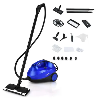 Produktbild von KOMFOTTEU Dampfreiniger, 2.000 W, Handdampfreiniger mit 19 Zubehörteilen, 4 bar, 1,5 l, 108 °C, Betriebsdauer 45 min, 6 min, Reinigungsmaschine mit Sicherheitsverriegelung (blau)